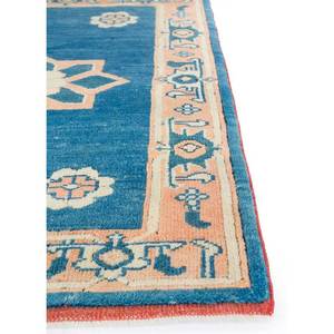 Alfombra de Lana Anudada a Mano Nuray Azul Pae-1171 9x12 Rectangular con Patrón de Medallón para Decoración de Sala de Estar o Uso en Pasillos - Product Image 4