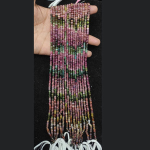 Vente en gros de perles de pierre à facettes en tourmaline naturelle 3x4mm magnifiques bijoux en pierres précieuses - Product Image 3