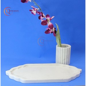 High Grade White Marble Rectangular Serving Tray Handmade Classic Food & Fruit <b>Dinnerware</b> Kitchenware Elegant Decorative Plated - Product Image 3