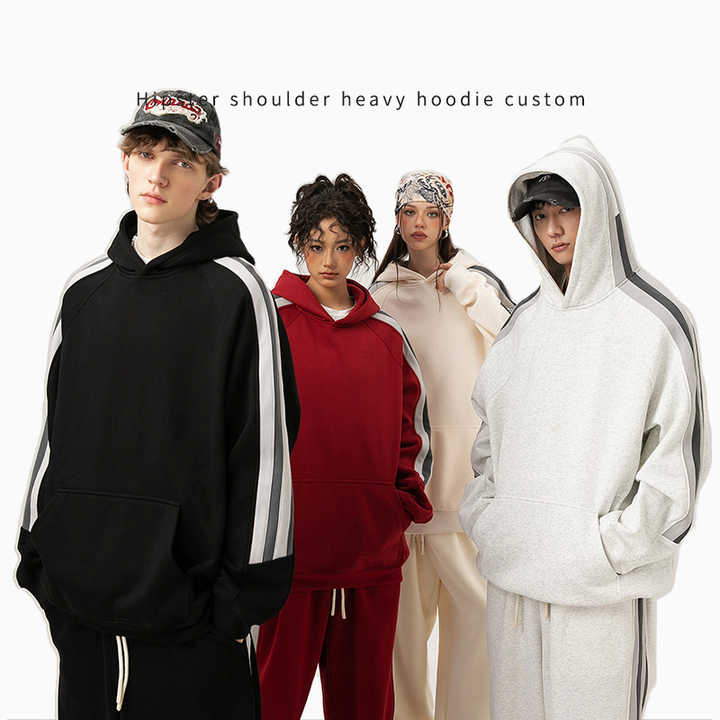 OEM Custom Autumn Winter Plus Fleece Loose Rotator Sleeve Sweatshirt Campus Heavy Plus Size Mens Hoodies&sweatshirts