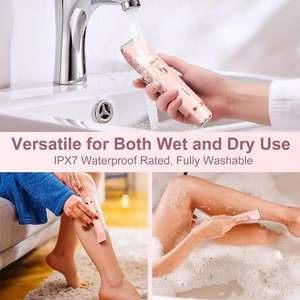 Depiladora Corporal Recargable USB Rosa para Mujer, para Piernas, Brazos, Axilas y Área Púbica, Resistente al Agua y Fácil de Limpiar - Product Image 4