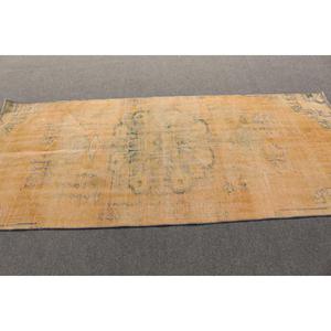 Vintage Turkish Rug 3.5x8.2 ft (108x251 cm), <b>Yellow</b> Floral Rug - Product Image 3