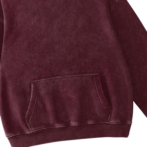 Sweat à capuche marron délavé à l'acide pour hommes Streetwear en polaire de coton épais et surdimensionné Vintage Custom Logo Plain Thick Warm Winter Fashion - Product Image 4