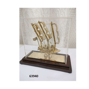 Venta al por mayor de latón macizo de bronce y barco de madera maciza natural Showpiece decorativo para la decoración de la Mesa del hogar y la Oficina - Product Image 5