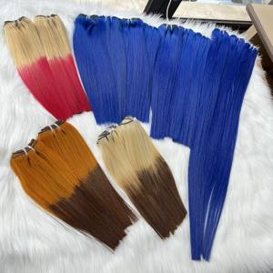 EXTENSIONS DE VRAIS CHEVEUX HUMAINS DROITS EN OS BLEU BRILLANT POUR LA FABRICATION DE PERRUQUES - Product Image 3