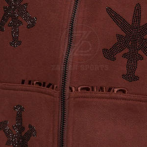 Sweats à capuche en coton mélangé avec strass pour hommes Sweats à capuche avec strass pour hommes Sweats à capuche personnalisés avec strass de base - Product Image 5