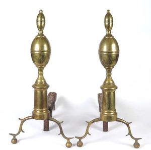 Andirons de chimenea de diseño antiguo de latón para soporte de almacenamiento, patio trasero, hogar, chimenea al aire libre, estante para leña, soporte para troncos - Product Image 1