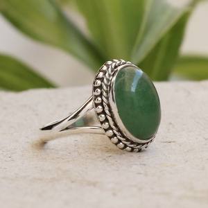 Soha Agate Most Selling of Green Aventurine Gemstone Bague en argent sterling Personnalisé Élégant Aventurine Stone Memorial Rings - Product Image 1