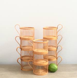 Best Selling Dinner <b>Decor</b> Bamboo Holders for Cups Dinning <b>Table</b> <b>Accessories</b> Glass Cover and Cup Holder - Product Image 1