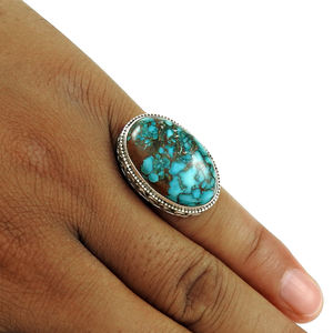 Anillo ovalado azul cielo turquesa, joyería de plata de ley 925, venta al por mayor, anillo de compromiso para fiesta, fabricante de joyería fina hecha a mano - Product Image 2