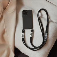Étui de téléphone souple avec cordon bandoulière et sangle coréenne en silicone pour iPhone 17 Pro Max 16 15 Pro Max 14 Pro XS XR X 8