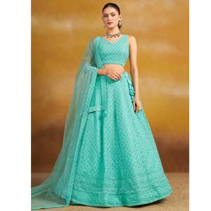 สูงตามความต้องการ lehenga choli กับงานปักลำดับสำหรับการเฉลิมฉลองเทศกาล lehenga choli - Product Image 1