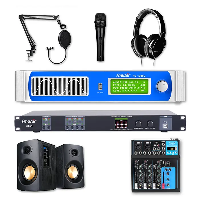 FMUSER BS-1M Профессиональный Радиостанция FM пакет оборудования для студии и подкасты вещания для трансляции в прямом эфире новости