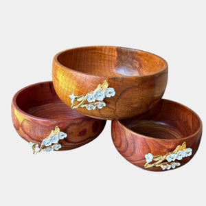 Cuenco para servir comida con acento de Metal dorado y madera Natural hecho a mano, cuenco central para la decoración de la Mesa de la cocina del hogar - Product Image 2