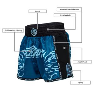 Shorts de bain unisexes Blaze Fight Wear pour hommes, taille mi-haute, 100 % polyester, écologiques, imperméables, respirants, séchage rapide, service OEM - Product Image 5