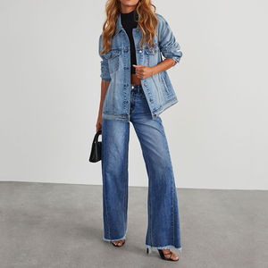 Ensemble denim de haute qualité pour femmes Prix de gros Meilleur ensemble denim 2 pièces taille personnalisée et personnalisation des couleurs - Product Image 5