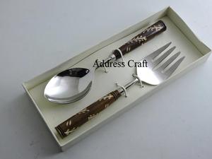 Juego de servidor de ensalada de acero inoxidable de estilo americano, juego de cuchara, tenedor, herramientas de ensalada de alta calidad, vajilla para servir verduras, vajilla - Product Image 5