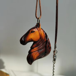 HECHO A MANO BOHO TRIBAL SONO COLLARES DE MADERA PARA MUJERES HOMBRES Cordón ajustable grande natural con forma de amantes Joyería de madera - Product Image 1