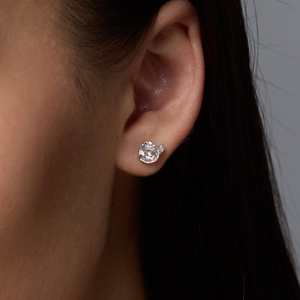 Vintage Trendy 92.5 <b>Silver</b> Earrings 14K Gold Diamond Zircon <b>Studs</b> for Wedding Engagement Party Gold Flower Shape <b>Studs</b> 188353 - Product Image 3