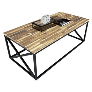 Industrial Design Sofa <b>Table</b> Acacia Wood Top with Powder-Coated Iron Frame TT68151 - Product Image 1