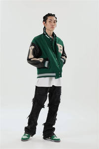 Respirant coupe-vent Oem fabricant haute qualité Chenille broderie hommes collège manches longues veste de Baseball personnalisée - Product Image 4