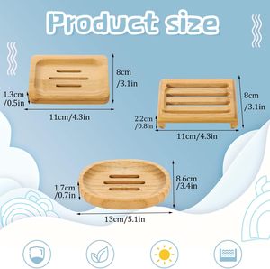 Jaboneras de bambú, bandeja de madera, soporte para jabón, barra de champú, Soporte para Baño, cocina (3 tamaños), 12 Uds. - Product Image 3