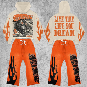 Ensemble pantalon de survêtement et sweat à capuche personnalisé pour hommes Vintage Washed Men's Set 100% Cotton Fleece Tracksuits Acid Wash Distressed Sweatsuit - Product Image 5