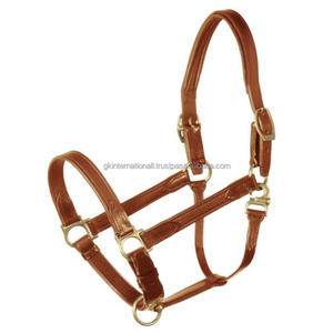 Cabestro de caballo de cuero de tendencia superior más vendido en cuero de silla de montar inglés Premium marrón o negro con accesorios de latón - Product Image 6