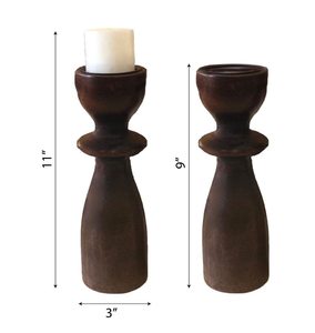 เชิงเทียนไม้กลมทำมือ สีน้ำตาลเข้ม สไตล์เรียบง่ายแบบโบราณ สำหรับงานแต่งงาน ห้องนั่งเล่น งานฝีมือระดับราชวงศ์ A52 - Product Image 3