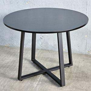 BA68194 Round <b>Dining</b> <b>Table</b> 100/120cm <b>Rustic</b> <b>Wooden</b> Design with Iron Legs for Home Office Use - Product Image 3