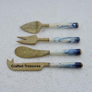 High Standard Resin Cheese Sets & Top Quality Stainless Steel Cheese <b>Knife</b> Set Aqua Swirl Pattern For Home Decor Wedding Gifts - Product Image 2