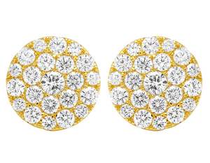 S925 Sterling Silver Plaqué Or Fleur Moissanite Diamant Rond Glacé VVS Clarté Boucles D'oreilles pour les Femmes - Product Image 1