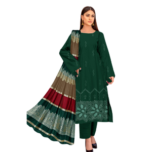 Diseño estampado khaddar 3 piezas diseños Salwar kameez Stitch trajes de tela de primera calidad costura decente con duppta a juego - Product Image 3