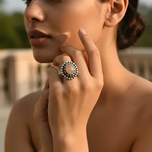 Bague statement en argent sterling 925 pour femmes, bohème, romantique, délicate, ovale, pierre précieuse, turquoise naturelle, cadeau - Product Image 3