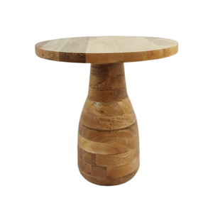 Mesa auxiliar de madera con mango, forma redonda, acabado marrón para el hogar, sala de estar, muebles decorativos, taburete hecho a mano a granel - Product Image 5