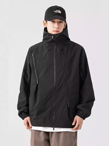 OEM diseño personalizado al aire libre chaquetas sueltas de color sólido cortavientos chaqueta de hombre - Product Image 3