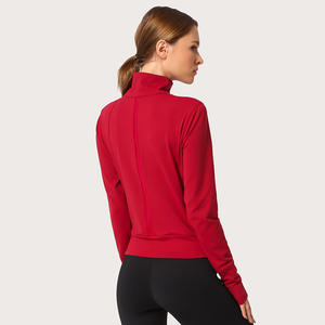 Slim Fit cremallera completa algodón Fitness deporte Crop Tops sudaderas con capucha logotipo personalizado cremallera ropa deportiva para mujeres - Product Image 2