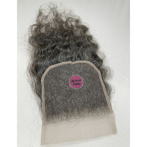 ผมแท้แบบอินเดียสีเทาหยิก สำหรับปิดผมด้วยเชือกผูก ความหนาแน่น 150% และแบบผูกปมสองชั้น - Product Image 3