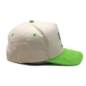 Casquette de baseball à 5 panneaux de haute qualité avec logo brodé personnalisé bicolore et visière en daim, vente en gros - Product Image 5