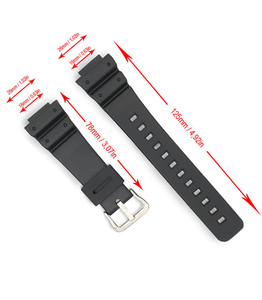 DW6695 DW6600 DW6000 DW5900 QX-CGG1 wxcu สายนาฬิกาเรซิ่นสีดำ16มม. เข้ากันได้กับ QXE72 304H5A-10430837 - Product Image 2