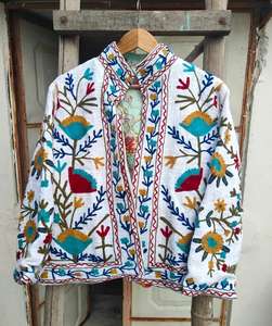 Boho Vintage Suzani Brodé Coton Manteau À La Main Indien Veste Ethnique Festival Survêtement - Product Image 3