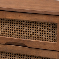 Cómoda Moderna Hecha a Mano de Madera de Teca Sólida con Mimbre, 6 Cajones, Ecológica, Duradera, Multiusos, para Almacenamiento en el Dormitorio
