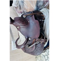 Selle de cheval Western en cuir de taureau véritable marron de haute qualité OEM, avec siège rembourré, faite à la main, confortable, ensemble de sellerie en plastique, offre spéciale
