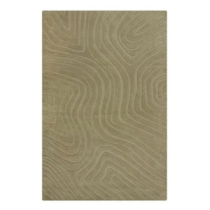 Tapis en laine beige moderne tufté à la main motif de vagues abstraites pour la décoration du salon, de la chambre à coucher et du bureau - Product Image 5