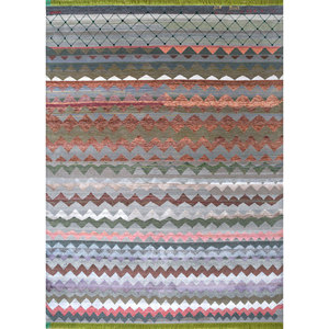 พรมลายเรขาคณิตสีเทาดำ Freedom Manchaha ทำด้วยมือจากขนสัตว์ ไหมไผ่ และไหม สำหรับตกแต่งห้องนั่งเล่น-Les-8101 - Product Image 1