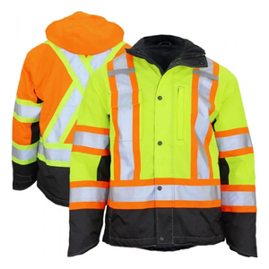 Veste de travail extérieure durable, haute visibilité, mélange de polyester, poignets ajustables, panneaux de sécurité réfléchissants, légère - Product Image 6