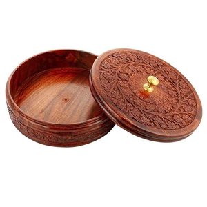 Caja de cazuela de madera hecha a mano de La India Diseño aislado Premium para presentación de comida elegante y bodas - Product Image 5