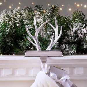 2025 Christmas <b>Stocking</b> <b>Holder</b> Home Utility <b>Holder</b> Silver Antique Deer Standing Sculpture - Product Image 5