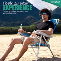 Chaise de plage pliante ultralégère moderne en acier inoxydable de qualité supérieure, chaise de sable portable pour adultes, robuste, supporte 500 LBS, avec porte-gobelet, haute
