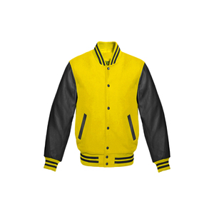 Veste universitaire sur mesure en gros d'usine, conception OEM, respirante, coupe-vent, haute qualité, broderie pour hommes, patch frontal en cuir véritable - Product Image 1